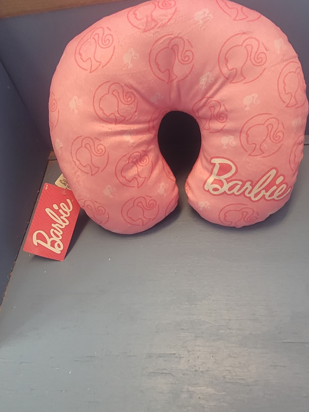 Barbie Pink Travel Neck Pillow with Logo Pattern